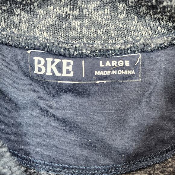 BKE Mens Sweater Large Grey Heathered 1/4 Snap Stretch Long Sleeve Preppy Casual - Picture 3 of 13